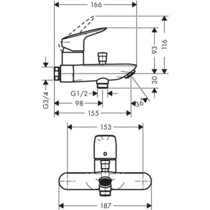 Смеситель для ванны хром Hansgrohe 71430000