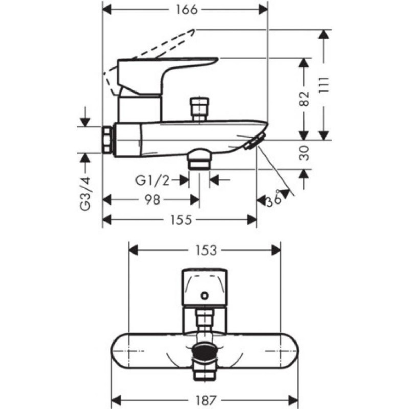 Смеситель для ванны хром Hansgrohe 71741000