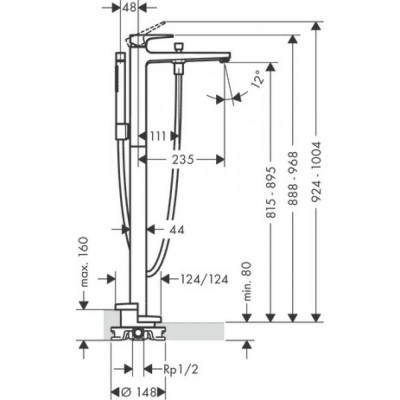 Смеситель для ванны напольный хром Hansgrohe 74532000