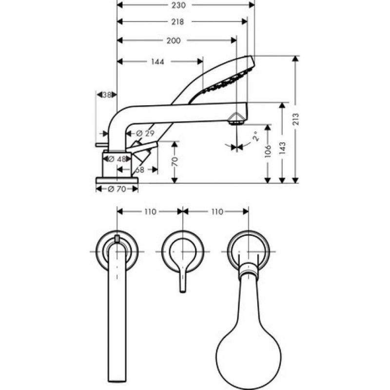Смеситель для ванны хром Hansgrohe 72416000