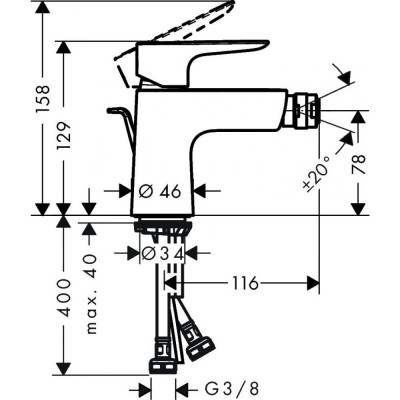 Смеситель для биде чёрный Hansgrohe Talis E 71720670