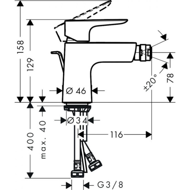 Смеситель для биде золото Hansgrohe Talis E 71720990