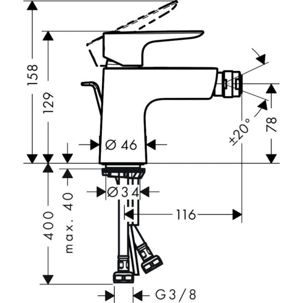 Смеситель для биде чёрный хром Hansgrohe Talis E 71720340