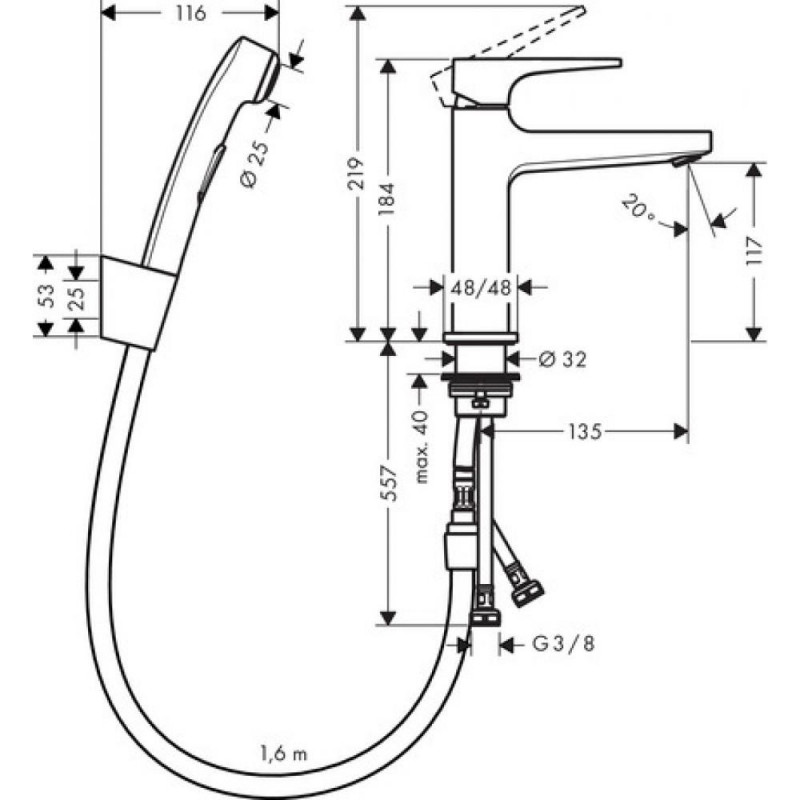 Смеситель для биде хром Hansgrohe 74522000