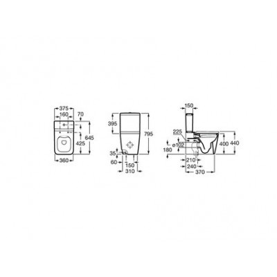 Чаша Roca Inspira Square напольная 645 rimless 342536000, для комплектации бачком