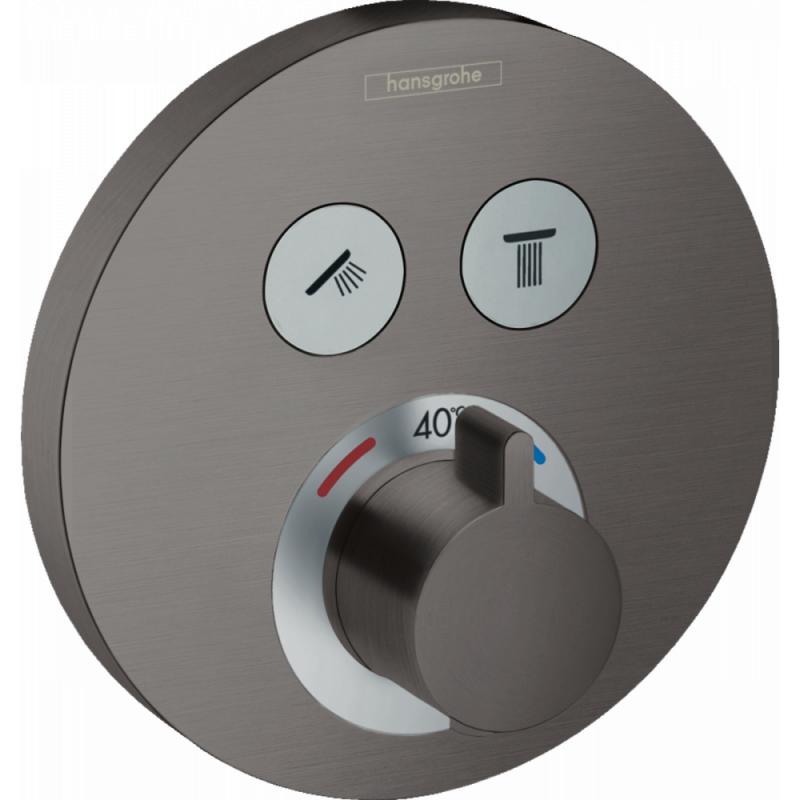 Термостат скрытого монтажа чёрный хром Hansgrohe ShowerSelect S 15743340