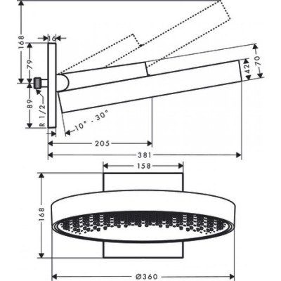 Верхний душ бронза Hansgrohe Rainfinity 360 1jet 26230140
