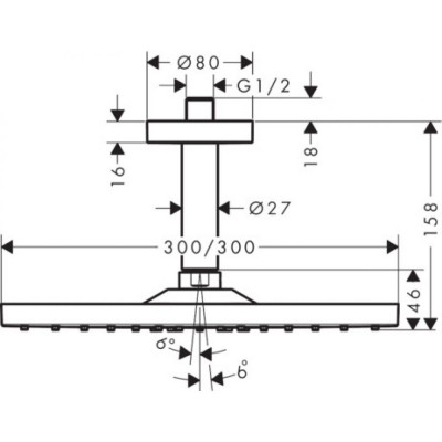 Верхний душ чёрный хром Hansgrohe Raindance E 300 1jet 26250340
