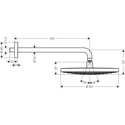 Верхний душ хром Hansgrohe Raindance Select S 300 2jet 27378400