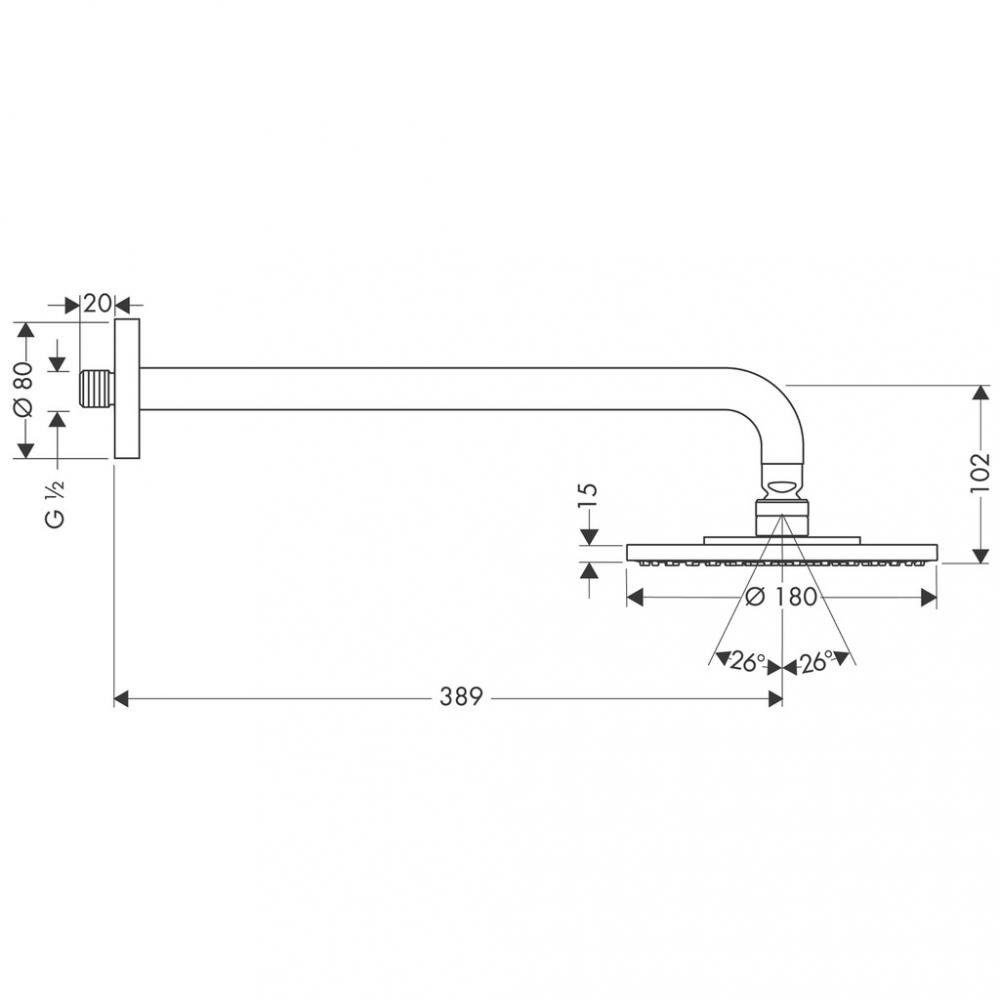 Верхний душ хром Hansgrohe Raindance S 180 Air 1jet 27468000