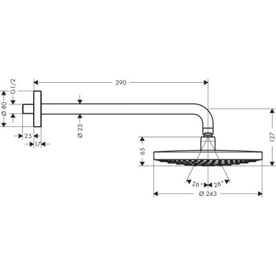 Верхний душ хром Hansgrohe Raindance Select S 240 2jet 26466000