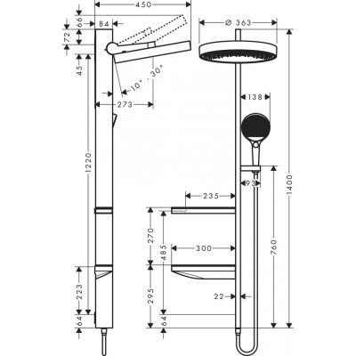Душевая система белая hansgrohe Rainfinity Showerpipe 360 1jet 26842700