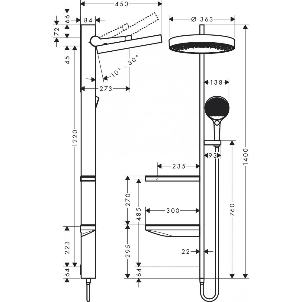 Душевая система белая hansgrohe Rainfinity Showerpipe 360 1jet 26842700