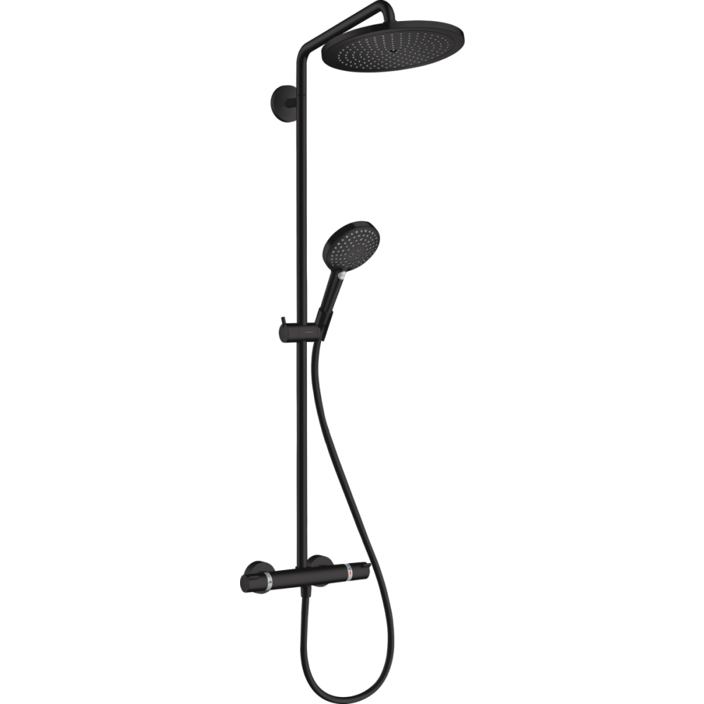 Душевая система чёрная hansgrohe Showerpipe 280 1jet EcoSmart Raindance Select S 120 3jet 26891670