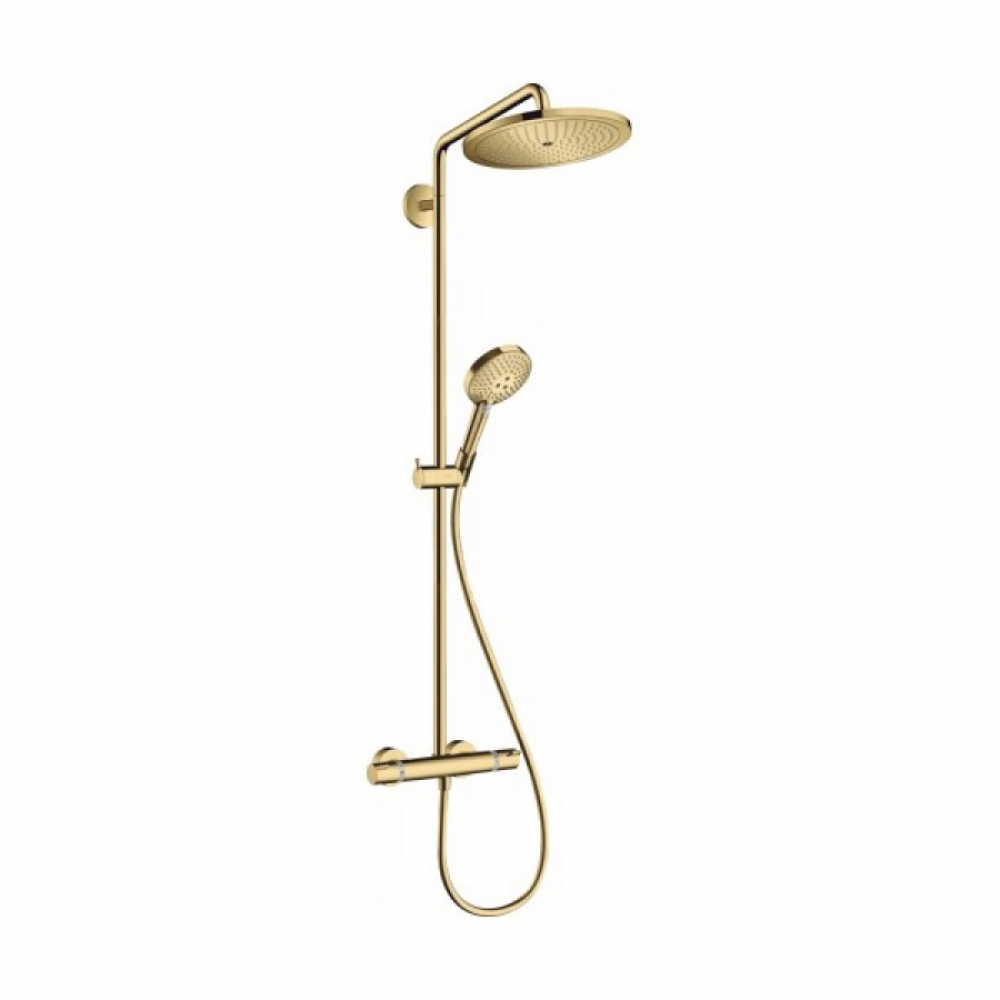Душевая система с термостатом золото hansgrohe Showerpipe 280 1jet EcoSmart Raindance Select S 120 3jet 26891990