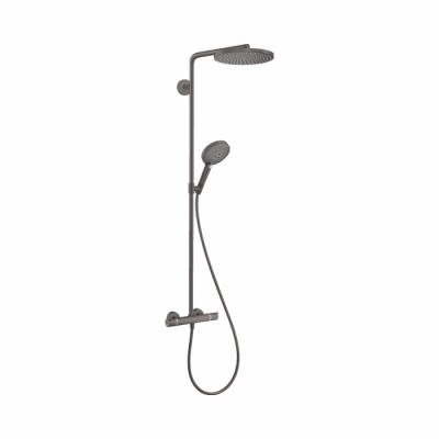 Душевая система с термостатом чёрный хром hansgrohe Showerpipe 240 1jet PowderRain 27633340
