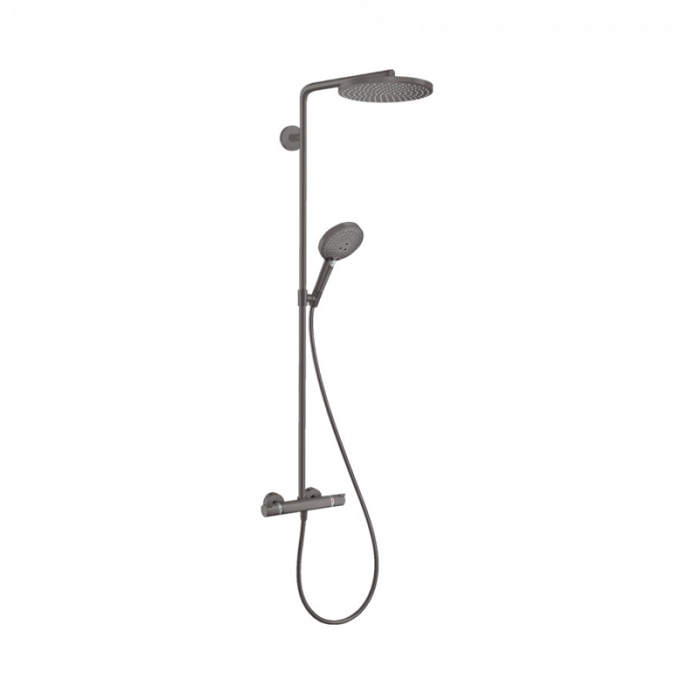 Душевая система с термостатом чёрный хром hansgrohe Showerpipe 240 1jet PowderRain 27633340