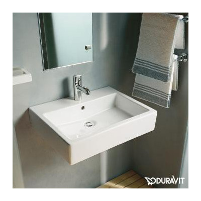 Умывальник шлифованный Duravit Vero  600мм 045460 с переливом 1 готовое отверстие под смеситель включая крепление
