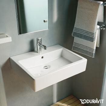Умывальник шлифованный Duravit Vero  600мм 045460 с переливом 1 готовое отверстие под смеситель включая крепление