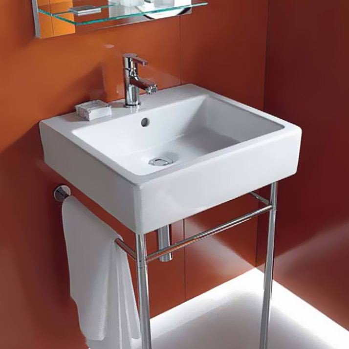 Умывальник шлифованный Duravit Vero  600мм 045460 с переливом 1 готовое отверстие под смеситель включая крепление