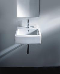 Умывальник шлифованный Duravit Vero  600мм 045460 с переливом 1 готовое отверстие под смеситель включая крепление