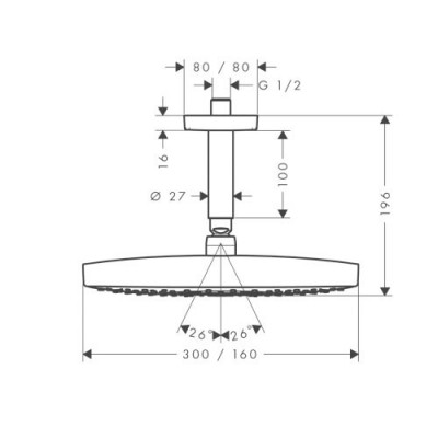 Верхний душ хром Hansgrohe Raindance Select E 300 2jet 27384400