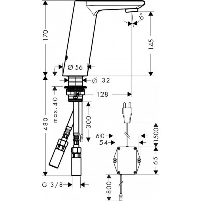 Смеситель для раковины электронный хром Hansgrohe 31103000