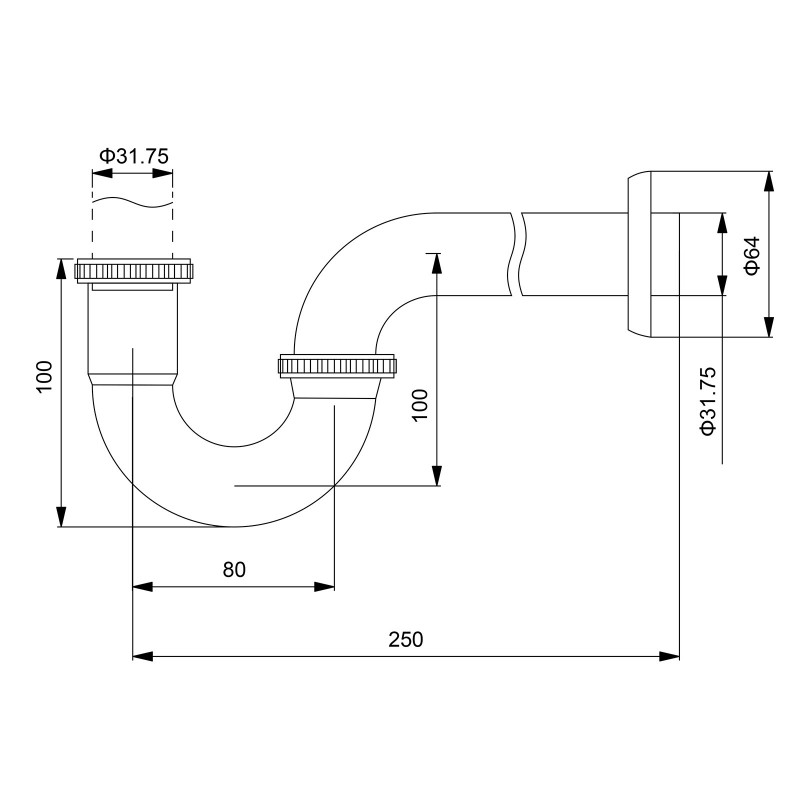 Сифон для раковины хром Timo 961/00L