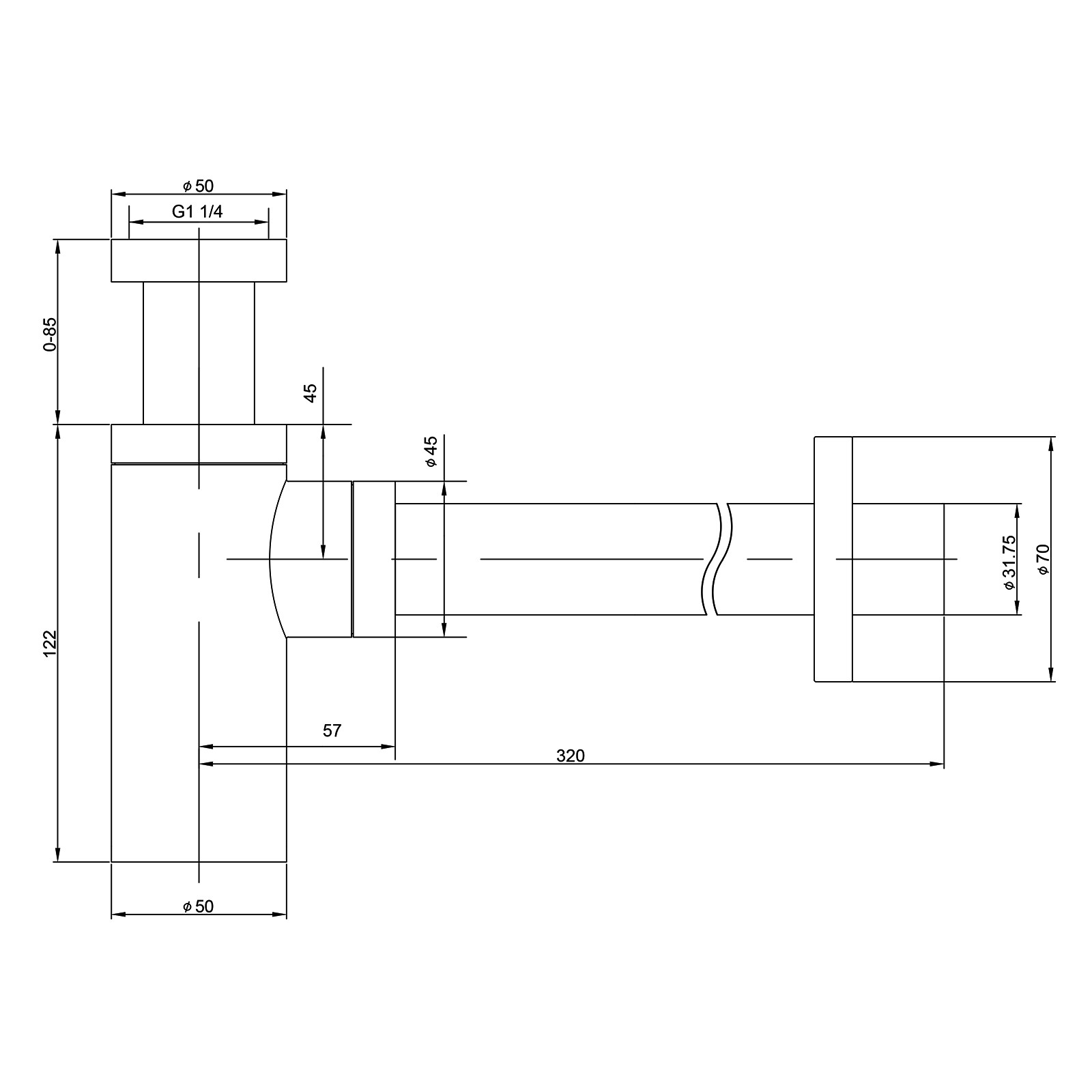 Сифон для раковины хром Timo 958/00L