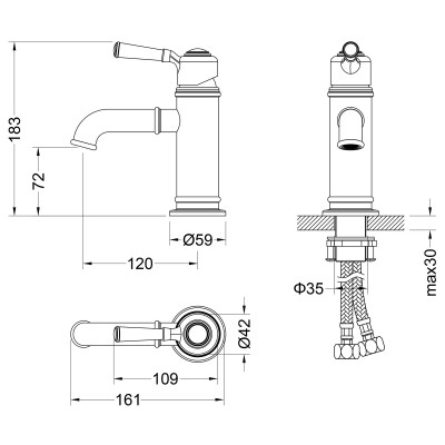 Смеситель для раковины бронза Timo Arisa 5361/02F