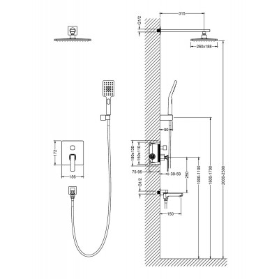 Душевая система встроенная Timo Torne SX-4399/03SM Черный