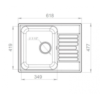 Мойка  GRANFEST QUARZ GF Z-13  чаша+крыло 617x480  песочный