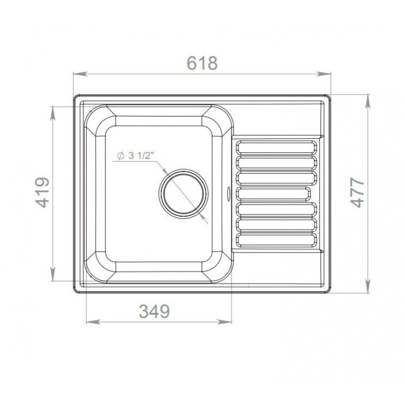 Мойка  GRANFEST QUARZ GF Z-13  чаша+крыло 617x480  песочный