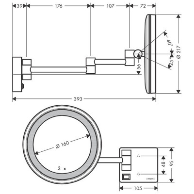 Зеркало косметическое с подсветкой бронза Hansgrohe AddStoris 41790140