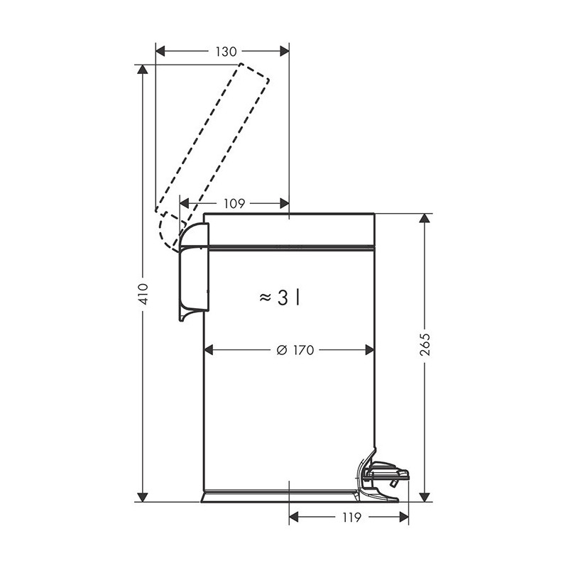 Напольное ведро 3 л хром Hansgrohe AddStoris 41775000