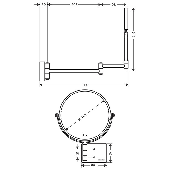 Зеркало косметическое золото Hansgrohe AddStoris 41791990