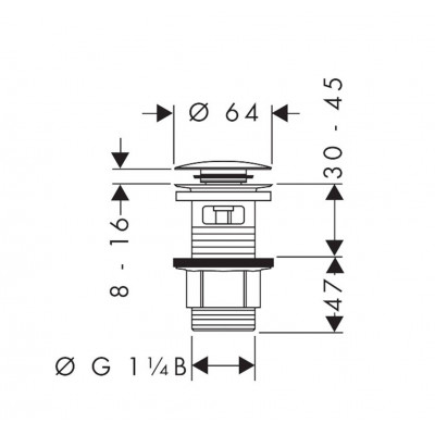 Донный клапан Push-Open хром Hansgrohe 50105000