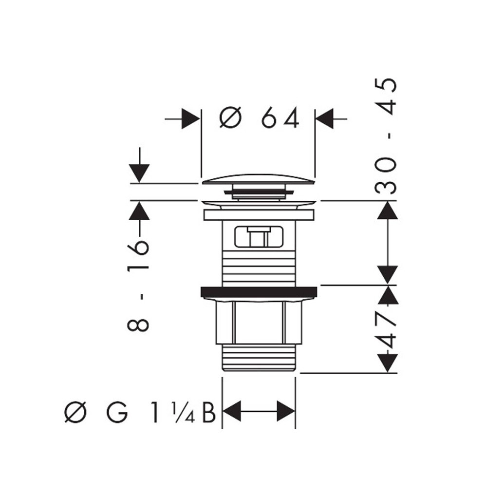 Донный клапан Push-Open хром Hansgrohe 50105000