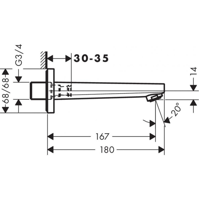 Излив для ванны хром Hansgrohe Metropol 32542000