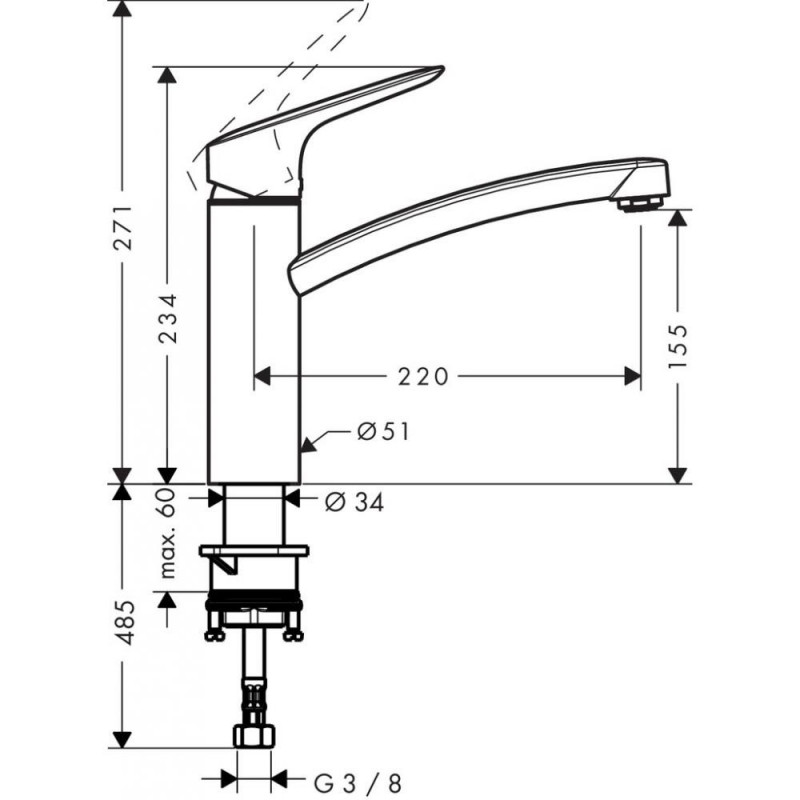 Смеситель для кухни хром Hansgrohe Logis 71832000