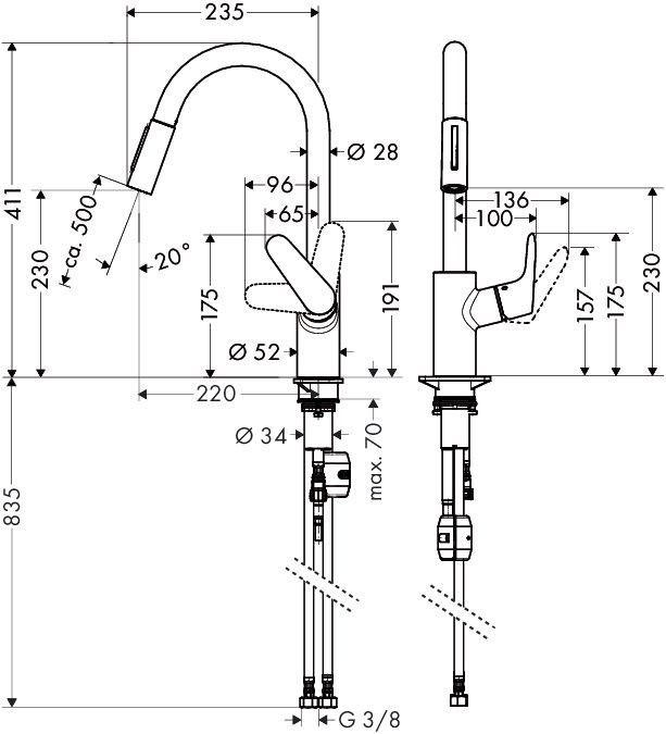 Смеситель для кухни хром Hansgrohe Focus 31815800