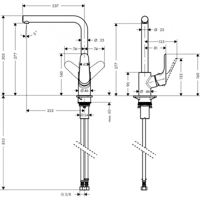 Смеситель для кухни хром Hansgrohe Focus 31817000