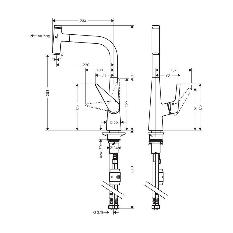 Смеситель для кухни хром Hansgrohe Talis Select S 72821000