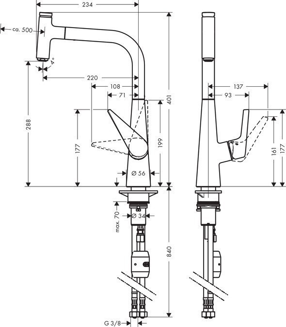 Смеситель для кухни хром Hansgrohe Talis Select S 72821000
