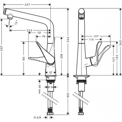 Смеситель для кухни сталь Hansgrohe Metris 31820800