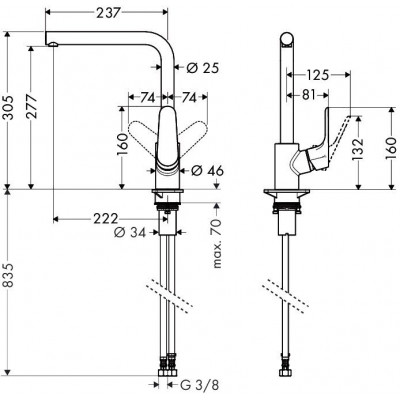 Смеситель для кухни сталь Hansgrohe Focus 31817800