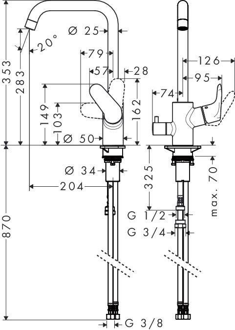 Смеситель для кухни хром Hansgrohe Focus 31823000