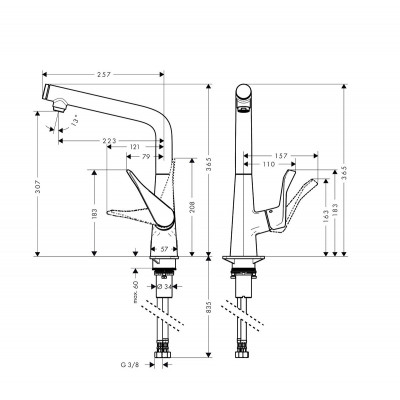 Смеситель для кухни хром Hansgrohe Metris Select 14883000