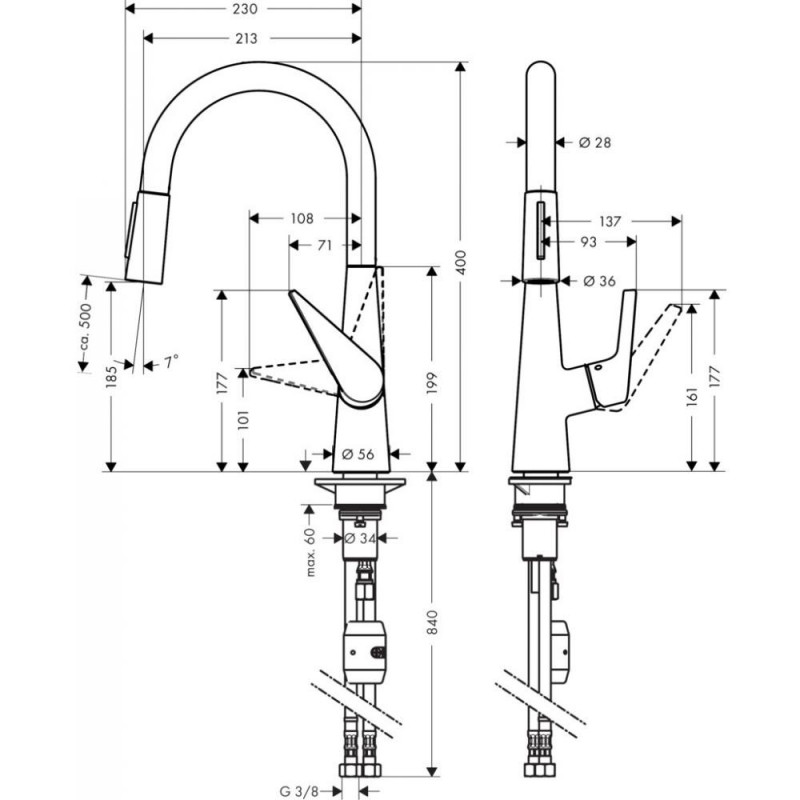Смеситель для кухни хром Hansgrohe Talis S 72813000