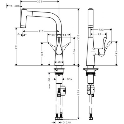 Смеситель для кухни хром Hansgrohe Metris 14834000
